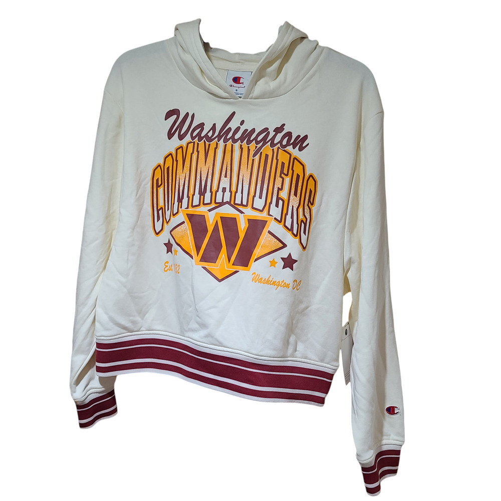Champion NFL Washington Commanders Women's Cropped Hoodie - Cream - Small *NWT*